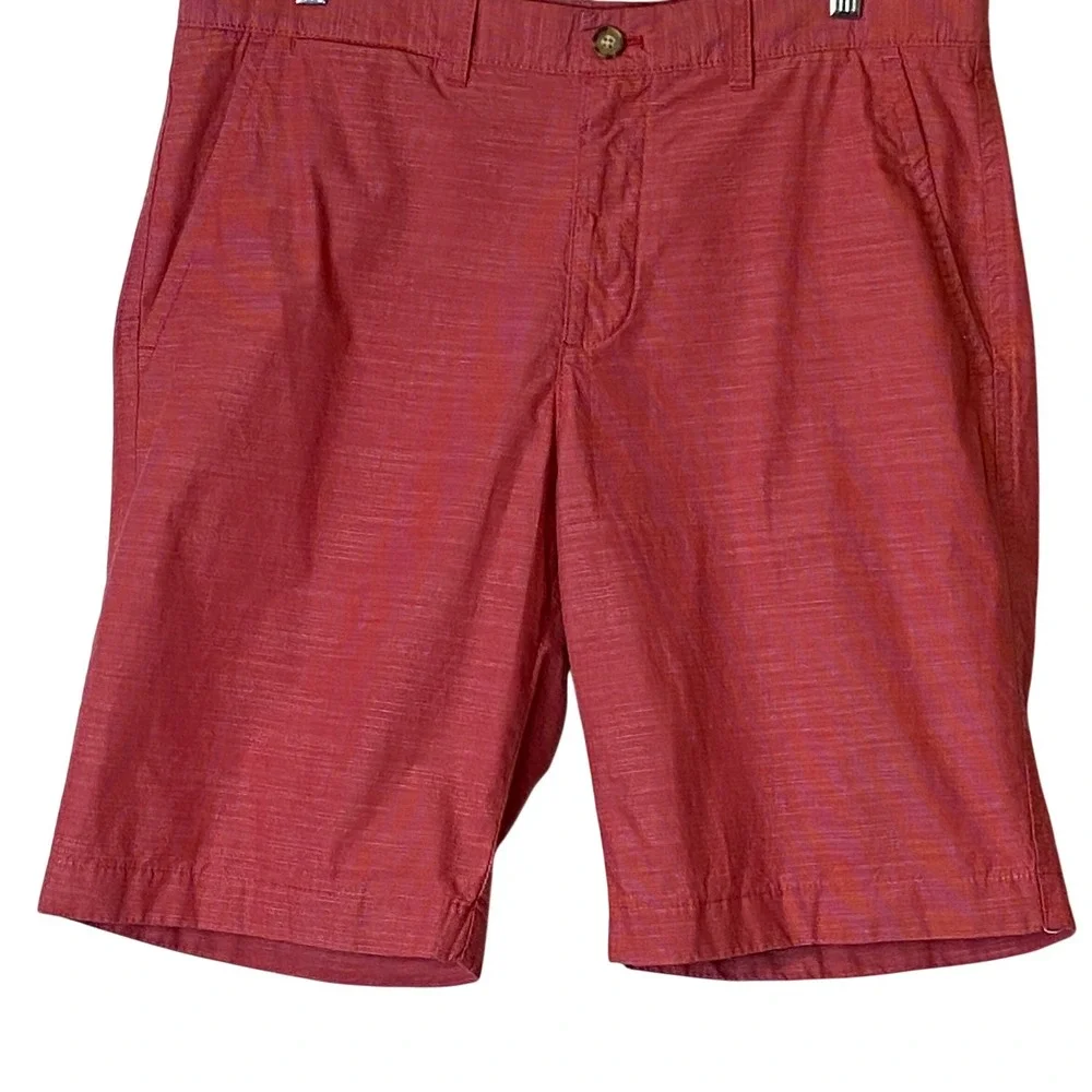 Tommy Hilfiger Men Chino Shorts Size 34 Red Micro Stripe Preppy Coastal Nautical